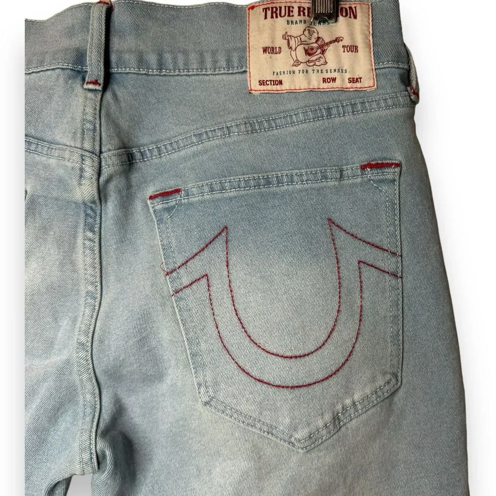 Mens True Religion Rocco Light Wash Relaxed Skinny Denim Shorts - 108085 Size 33